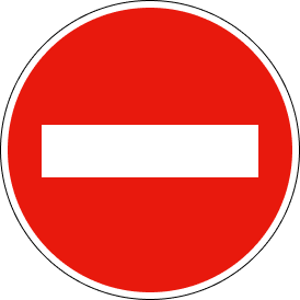 Red circle with a white horizontal bar in the center symbolising a "No Entry" traffic sign