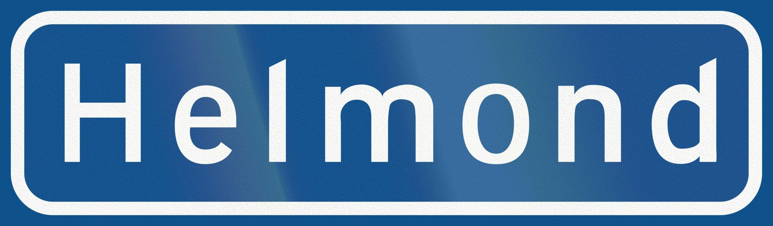 Blue rectangle with 'Helomd' written in white lettering to show it's the start of a built up area.